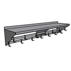 Thumbnail image #1 for Pacific Stainless Products PRS-102-WD Wall-Mounted Stainless Steel Shelf & Double-Bar Pot Rack, 102"L x 18"W, 19 Hooks