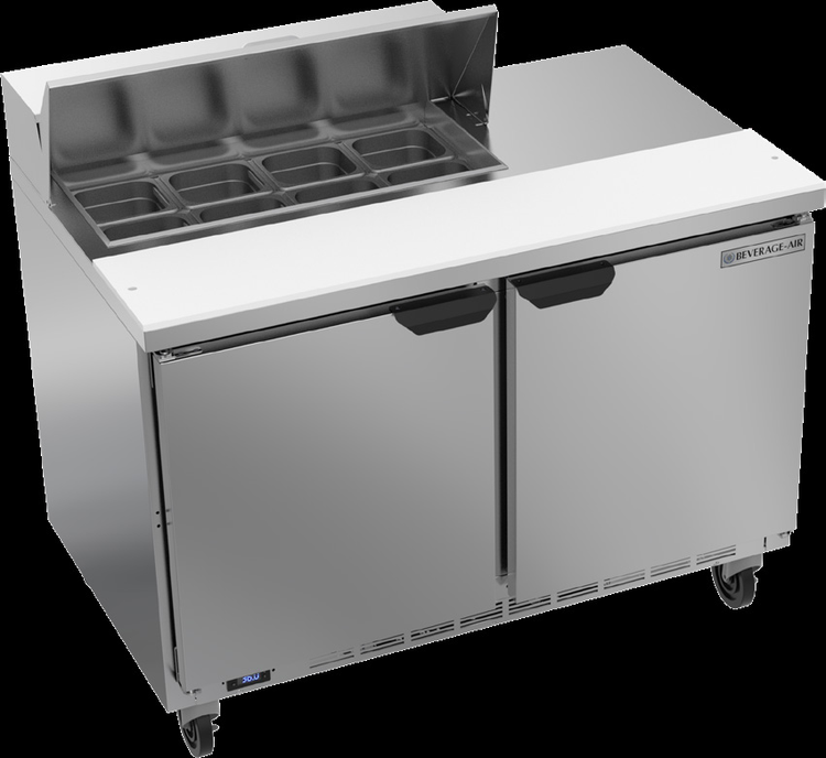 Product image #6 for Beverage-Air Two-Section Sandwich Prep Table Refrigerated Counter, 48-Inch, 2-Door, 8-Pan Capacity