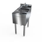 Thumbnail image #1 for NBR Equipment UMRDS-1424 Stainless Steel Underbar Mixology Unit, 14"W x 24"D x 32.5"H, 6" Deep Single Bowl, 4" Splash