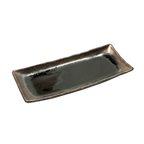 Thumbnail image #1 for Korin Inc PLL-161-416 Rectangular China Plate, 11-1/4" x 5", Asymmetrical Edge, Bronze Accent Rim