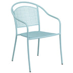 Thumbnail image #1 for Flash Furniture CO-3-SKY-GG Outdoor Steel Stacking Armchair, Curved Cutout Back, Sky Blue Powder Coat