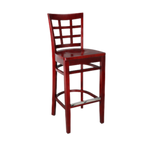 Thumbnail image #1 for JustChair Manufacturing W27130-SS Wood Bar Stool with Grid Back, Solid Wood Seat, Beech Wood Frame and Footrest