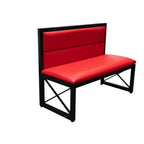 Thumbnail image #1 for ATSMFG ATS AT&S-AMS-36-YL-BRED MFG Single Dining Booth, 47.5"L x 35.8"H, Red Vinyl Upholstered Seat & Back, Open Black Metal Base