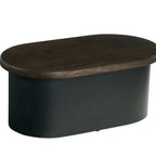 Thumbnail image #1 for Cal-Mil Heritage 22411-7-112 Oval Riser, 18 x 10 x 7 in, Dark Brown Oak Top, Black Metal Base