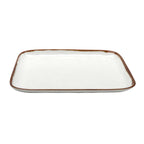 Thumbnail image #1 for G.E.T. Rustic Mill CS-1412-RM Melamine Rectangular Platter, 14 x 11-1/2 in, Cream with Brown Speckles and Brown Rim Case of 6
