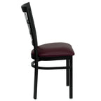 Thumbnail image #2 for Flash Furniture Hercules XU-DG6Q3BWIN-BURV-GG Restaurant Chair, Metal Window Pane Back, Burgundy Vinyl Upholstered Seat