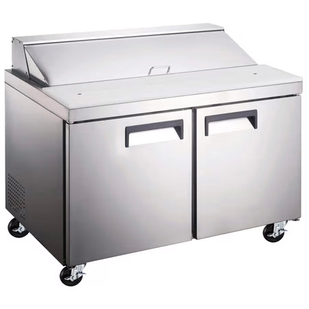 Product image #2 for Grista 60-Inch 2-Door Refrigerated Salad and Sandwich Prep Table, 15 Cu Ft, Rear-Mount Self-Contained
