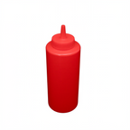 Thumbnail image #1 for CAC China SQBT-12R 12 oz Red Plastic Squeeze Bottle with Open Tip and Leak-Proof Cap Case of 12