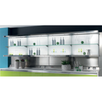 Thumbnail image #1 for Oscartek WALL SHELVING DISPLAY WS1 1250 Wall-Mounted Shelving Display, 49"W, Stainless Steel, Adjustable Glass Shelf, Mirrored Back