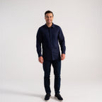 Thumbnail image #1 for Chef Works D151-DNA-M Men's Formal Dress Shirt, Dark Navy, Poly/Cotton/Elastane, Medium