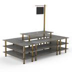 Thumbnail image #1 for Steelite International Mogogo, Modular MGCMLB07GBXF 4-Tier Rectangular Modular Buffet Station with Sign, Grey Slate Laminate, 130 x 71 x 107 in.