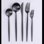Thumbnail image #1 for Kadra Kitchenware Vikko Dine VF-10-VB-SET-W 20-Piece Flatware Set, Service for 4, Brushed Full Black, 18/10 Stainless Steel Case of 6