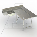 Thumbnail image #1 for AERO Manufacturing 3SDL-R-48 Right-to-Left Island Soiled Dish Table, 72" Machine-to-Corner, 48" End-to-Corner, 16-Gauge 304 Stainless Steel