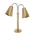 Thumbnail image #1 for Eastern Tabletop 9692RZ Double Freestanding Lamp Warmer, (2) 250W Bulbs, Flexible Heads, Hammered Conical Shades, Bronze