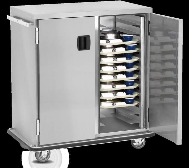 Product image #4 for FWE Ambient Insulated Stainless Steel 2-Door Meal Delivery Cart with 12 Pair Fixed Slides