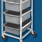 Thumbnail image #5 for Channel Manufacturing BBC-3 Single-Section Aluminum 3-Level End-Load Bus Box Cart with 5-Inch Non-Marking Swivel Casters