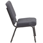 Thumbnail image #2 for Flash Furniture Hercules FD-CH02185-SV-DKGY-GG Gray Fabric Upholstered Stacking Church Chair, 800 lb Capacity, Silver Vein Frame