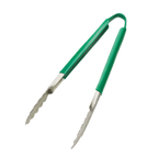 Thumbnail image #1 for Browne USA Foodservice 5512GR 12" One-Piece Stainless Steel Tongs with Green PVC-Coated Handle