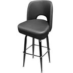 Thumbnail image #1 for Oak Street SL9133 Swivel Bar Stool with Upholstered Cutout Back, Vinyl Bucket Seat, Gloss Black Square Frame