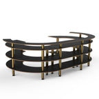 Thumbnail image #1 for Steelite International Mogogo, Modular MGCMSA01MBXF 4-Tier Modular Open C Serving Station, Laminated Wood, 134-1/2" x 84" x 41"H