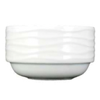 Thumbnail image #1 for Vertex China Caribbean CR-4S 10 oz Porcelain Bouillon Bowl, 3-3/4 in Round, Wavy Texture, Rolled Edge Case of 3 Dozen