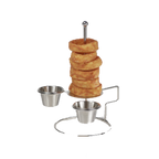 Thumbnail image #1 for G.E.T. Clipper Mill 4-81878 Stainless Steel Onion Ring Tower, 4" Diameter x 7"H, with 2 Condiment Cup Holders Case of 12