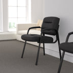 Thumbnail image #2 for Flash Furniture CH-197221X000-BK-GG Stackable Armchair, Black LeatherSoft Upholstery, Tufted Contoured Seat and Back, Metal Frame