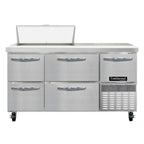 Thumbnail image #1 for Continental Refrigerator RA60SN8-D 60" Shallow-Depth Refrigerated Sandwich Prep Table, 1 Door, 2 Drawers, 8-Pan Top