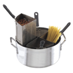 Thumbnail image #1 for Alegacy Foodservice Products Eagleware EWPC18 12 qt Aluminum Pasta Cooker with 4 Perforated Stainless Steel Insets