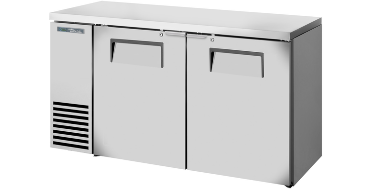 Product image #5 for True 60-1/8 Inch Stainless Steel Two-Section Back Bar Cooler with Solid Locking Doors