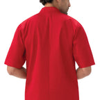Thumbnail image #2 for Chef Works PCSS-RED-3XL Unisex Red Poly/Cotton Short-Sleeve Double-Breasted Chef Coat, 3XL