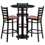 Thumbnail image #1 for Flash Furniture MD-0013-GG Round Table and Bar Stool Set, 30" Diameter x 42" High, 4 Stools, Black