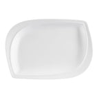 Thumbnail image #1 for CAC China Aspen Tree ASP-14 Porcelain Rectangular Leaf-Shape Platter, 14" x 10" x 1-1/4", Bone White 1 Dozen