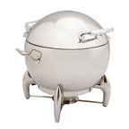 Thumbnail image #1 for Alegacy Foodservice Products Savoir RD1011A 11-3/5 Qt Round Induction Chafing Dish with Hinged Cover and Stand, Stainless Steel