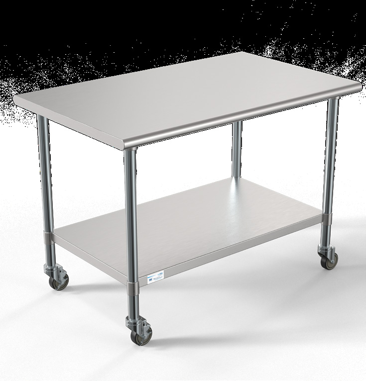 Product image #4 for KoolMore 48-Inch x 30-Inch 18-Gauge Stainless Steel Commercial Work Table with Undershelf and Locking Casters