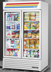 Thumbnail image #7 for True Two-Section Glass Door Merchandiser Refrigerator with Hinged Low-E Glass Doors and 8 Shelves