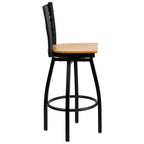 Thumbnail image #2 for Flash Furniture Hercules XU-6F8B-XSWVL-NATW-GG Commercial Metal X-Back Bar Stool with Natural Plywood Swivel Seat and Footrest