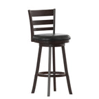 Thumbnail image #1 for Flash Furniture ES-UN3-29-ESP-GG Swivel Bar Stool with Wood Ladder Back, Padded Black LeatherSoft Seat, Espresso Finish