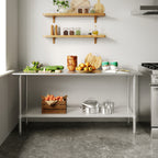 Thumbnail image #2 for Flash Furniture NH-WT-2472-GG Portable Stainless Steel Prep and Work Table, 72"W x 24"D, 18-Gauge Top, Galvanized Undershelf, 4 Casters