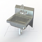 Thumbnail image #1 for AERO Manufacturing HSD Wall-Mount Stainless Steel Hand Sink, 14"W x 10"D x 5" Deep, Gooseneck Faucet