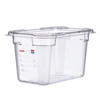 Thumbnail image #1 for CFS Brands Araven 09820 GN 1/3 Polycarbonate Food Pan, 6" Deep, Clear, with Integrated Label Case of 6
