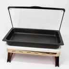 Thumbnail image #1 for Eastern Tabletop EB15686 8 qt Rectangular Waterless Chafing Dish with Glass Lid and Nonstick Aluminum Pan