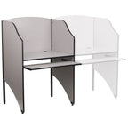 Thumbnail image #1 for Flash Furniture MT-M6201-GY-GG Starter Study Carrel, 32-5/8"W x 24-2/5"D x 49-5/8"H, Nebula Gray Laminate, Pull-Out Keyboard
