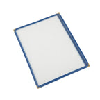 Thumbnail image #1 for CAC China MCP1-911BL Vinyl Booklet Menu Cover, 1-Pocket, 8-1/2" x 11", Clear Double-Sided View, Brass Corners, Blue Trim Case of 200