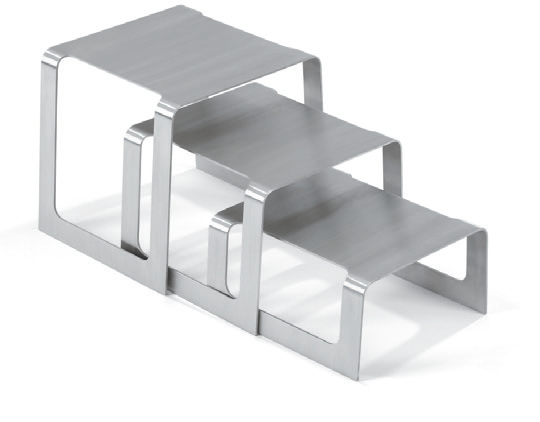 Product image #4 for Square Buffet Stand Set of 3 Bent Risers, Brushed Stainless Steel