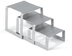 Thumbnail image #4 for Square Buffet Stand Set of 3 Bent Risers, Brushed Stainless Steel
