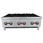 Thumbnail image #2 for Empura Equipment EHP-6 6-Burner Standard-Duty Gas Hot Plate with Stainless Steel Top and Front, Adjustable Legs