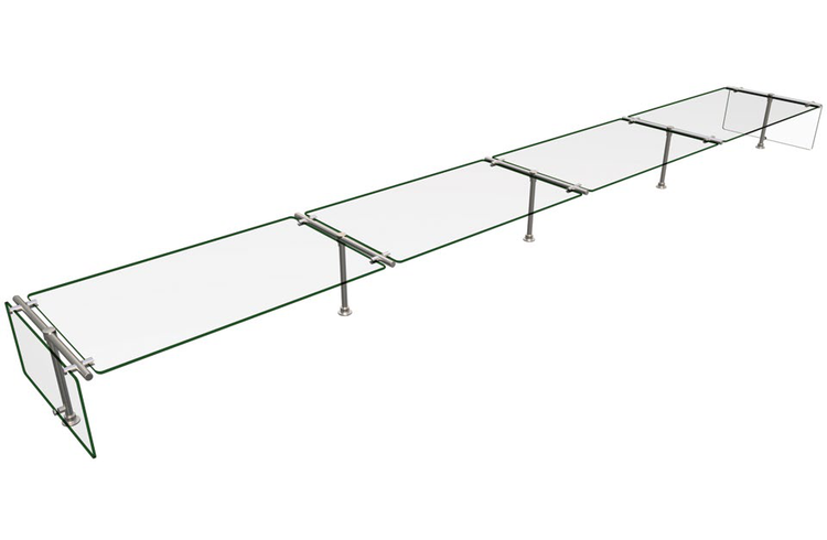 Product image #2 for Hatco Flav-R-Shield Stationary Double-Sided Self-Service Food Shield, 4 Bays, 144-Inch Wide, Adjustable to 54-Inch High