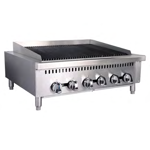Product image #2 for Black Diamond 36-Inch Heavy Duty Radiant Gas Countertop Charbroiler, 6 Burners
