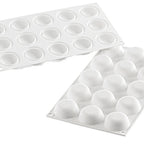 Thumbnail image #1 for Matfer Bourgeat Silikomart 258309 Globe Silicone Mold, 15-Cavity, Makes 1-3/4" Diameter x 3/4" High Spheres, White